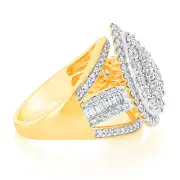 Luminesce Lab Grown 1Carat Cluster Pear Shaped Diamond Engagement Ring in 9ct Yellow Gold, Q