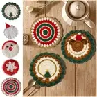 Accessories Christmas Cup Mat Multicolor Crocheted Knitted Cup Pad