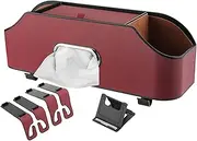 Back Seat Car Organizer,Backseat Tissue Box PU Leather Storage Bag - Seat Organizer with Hook Multifunctional Car Accessories for Kids & Adults