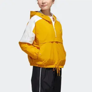 【adidas 愛迪達】Urban Anorak 女 連帽外套 運動 訓練 休閒 穿搭 亞洲版 黃 白(GM1470)