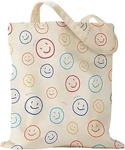 [Miss Adola] Aesthetic Canvas Tote Bag for Women Sturdy Cloth Cotton Totes Bag with Pattern for Shopping, Grocery, Gym