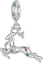 [Generic] Womens 925 Sterling Silver Christmas Elk Charms Dangle Bead for Biagi, and European Bracelet Necklaces BSC1066