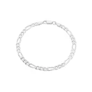 Silver 22cm Solid 3+1 Figaro Bracelet