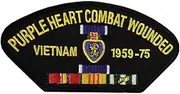 Vietnam Veteran Patch with Purple Heart Combat Wounded Text Licensed Military Apparel Patriotic Products Gifts for Veterans Families and Retired VetFriends.com