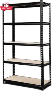 Garage Shelving Rack 1.8M 0.9M 5 Tier Steel Adjustable Storage Unit 1000KG Black