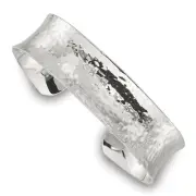 Sterling Silver Polished 15mm Concave Hammered Cuff Bangle