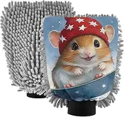 XYMZR Rat Skateboard Snow Absorbent Microfiber Car Wash Mitt, Funny Cute Anime Scratch Free for Cars Cleaning, Home Cleaning Mitts, 2 Pack, 10.24” L x 7.09” W