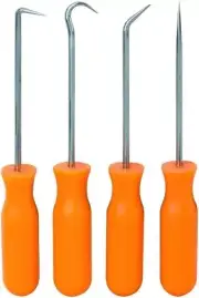 Pittsburgh 4 Piece Mini Pick & Hook Set - Straight, 90º, 120º Hook, Round Angle