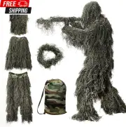 (Kids Size) 5 in 1 Ghillie Suit, 3D Camouflage Hunting Apparel W/Jacket, Pants,