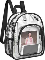 [Bagenius] Clear Mini Backpack Stadium Approved Lightweight See through Backpack Small for Concerts Work Sports
