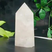 677g Natural Clear Crystal Quartz Obelisk White Crystal Wand Point Reiki Tower