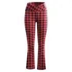 Women Pants Quick Drying All Match Lattice Print Bootcut Pants Multi Colors