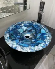 18" Round Agate Stone Bathroom Sink/Washbasin Luxury Mosaic Arts agate Home Deco