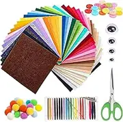 Glarks 202Pcs 12 x 12In Felt Fabric Sheets Set, Multicolors Felt Pack DIY Craft Sewing Squares, Nonwoven Assorted Colors Patchwork Pack for DIY Sewing Patchwork Embroidery Party Decoration