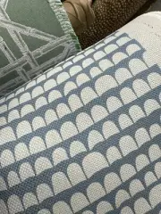 Caroline Cecil Small Scale Linen Print Fabric- Hannu / Blue BTY
