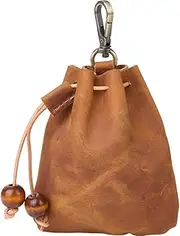 GORGECRAFT 125 x 106 mm Genuine Leather Mini Medieval Bag Key Ring Crazy Horse Leather Drawstring Bag Credit Cards Wallets Coin Purse Change Holder Organiser Peru