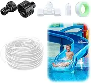 Dunkive Swimming Pool Slide Water Sprayer, 19.7FT PE Spray Tubing Set Pool Slide Water Tubing Kit for Above Ground Pool Slide, Water Slide Spray for Pool Fun and Excitement