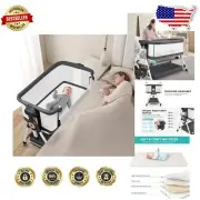 Versatile 3-in-1 Baby Bassinet Bedside Sleeper with Adjustable Height & Wheels