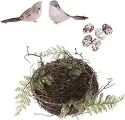 GANAZONO 1Set Handmade Weaving Bird Nest Decorative Shelter for Birds with Leaf Nest Miniature Eggs Photo Prop for Weddings Home Decor Garden Decoration
