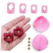 Flower Petal Clay Cutters - Polymer Clay Cutters for Earrings Making, 4 red