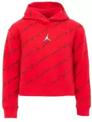 Nike Air Jordan Essentials Printed Pullover Kids Gym Red Girls Hoodie 45C161-R78
