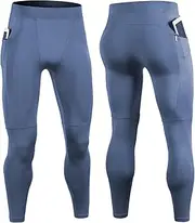[BaronHong] Mens Compression Pants Gym Tights Leggings with Pockets Quick Dry Athletic Baselayer Sports Yoga Training