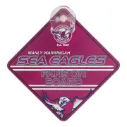 NRL Manly Warringah Sea Eagles Team Fans on Board Car Window Sign