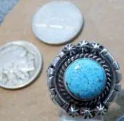 Sterling Silver New Kingman Turquoise Mens Ring Navajo E Richards Size 10 1/2