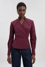 Stretch Cotton Collar Detail Woven Shirt