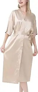 [Generic] Women's Satin Robe Silk Kimono Bathrobe for Bride Long Bridesmaids Wedding Party Loungewear Sleepwear M-XXL
