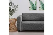 Sherwood Faux Linen Stretch Fit Couch Covers Black 2 Seater