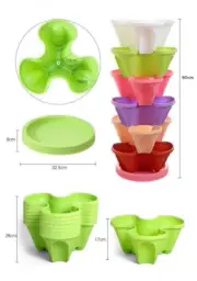 Stackable Pots 5-tired Planter Patio Herb Flower Strawberry Self Watering