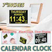 7"LED Large Digital Day Clock Calendar Dementia Date Week Month Years Time Wall