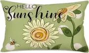 Hello Sunshine Flowers Throw Pillow Covers 12" x 20"