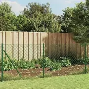 Green Chain Link Fence with Flange, 0.8x10 m - Durable Galvanised Steel with PVC Coating, Garden Yard Barrier, Outdoor Dog Fencing, Privacy Panels