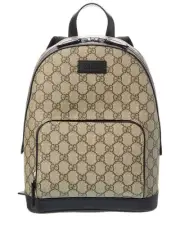 Gucci Gg Supreme Canvas & Leather Backpack Women's Beige