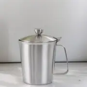 700Ml Milk Frothing Pitcher Jug with Lid and Measurment - Upgraded Thicken 304 S