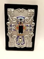 GANZ Light Switch Outlet Cover Face Plate Pewter Colorful Cross Religious Gift