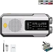 Hand-Crank/Solar Radio, Emergency Weather Radio, Two Modes LED Flashlight, Ultra-Lightweight and Portable (Style-A)