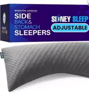 Sidney Sleep Adjustable Memory Foam Pillow Side Back Sleepers King Size Grey