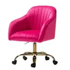 JAYDEN CREATION Task Chair 16" Swivel Adjustable Velvet Fushia w/ Gold Base