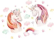 ibasenice Lovely Wall Stickers Unicorn Decals for Living Room Waterproof PVC Graffiti Stickers Easy DIY Home Dec