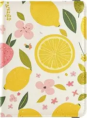 [Amooorous] Summer Fruits Retro Yellow Leather decorative Passport Holders Wallet Combo Passport Wallet Ultra Slim, summer fruits retro yellow, 1 size