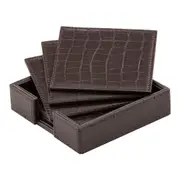 6PK Tempa Giovanni Square PU Coaster Set Drink Table Protection Mat Chocolate
