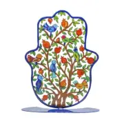 TREE OF LIFE Hamsa Stand - Judaica Art Home Gift - Made in Israel - Birds