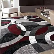 Contemporary Abstract Circles Perfect for high Traffic Areas of Your Living Room Bedroom Home Office Kitchen Area Rug 5'3" x 7'3,Style 1,1 PC