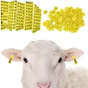 100Pcs Sheep Ear Tags 1-100 Numbers Sturdy Vibrant Color Livestock Ear Tag with Words for Cattle Sheep Pigs, Yellow