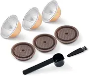 BENFUCHEN Reusable VERTUO Capsule Lids 3 Pcs + EMPTY nes presso Vertuo Pods--80+150+230ml Each 6 Pcs For Vertuoline Coffee Maker, Reusable Silicone Cap For nes presso Vertuo Reusable Pods Kit