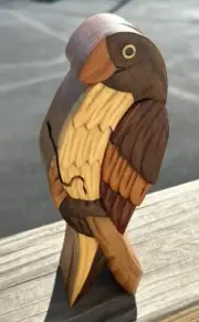 Handcrafted Wooden Parrot/Bird Shape Secret Jewelry Puzzle Box (A)