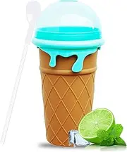 Color Land Slushy Cup (Large Capacity), TIK TOK Slushie Maker Cup Frozen Magic Squeeze Cup, Ice Cream Maker Cup, Cool Stuff Trending Tiktok Items Homemade DIY Cool Gadgets with Lid & Straw (BROWN)